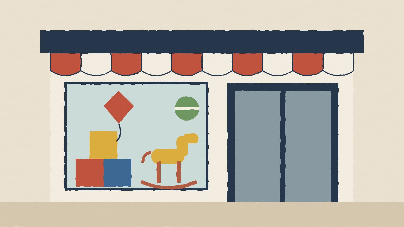 Toy store window - illustration, Jake Team LLC