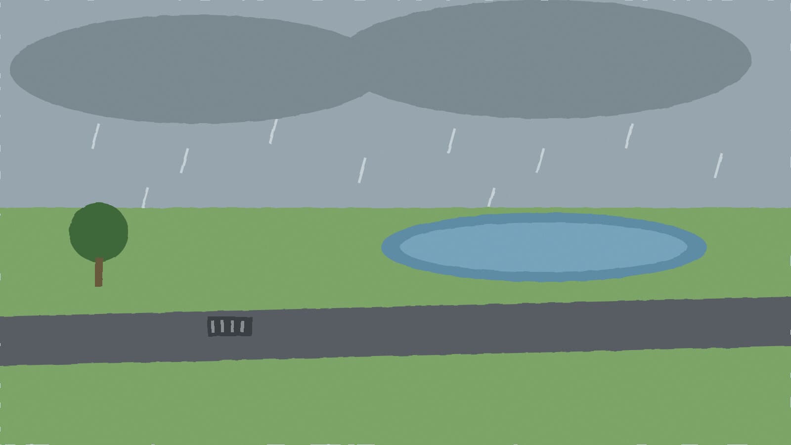 Rain and new retention pond - illustration, Jake Team LLC