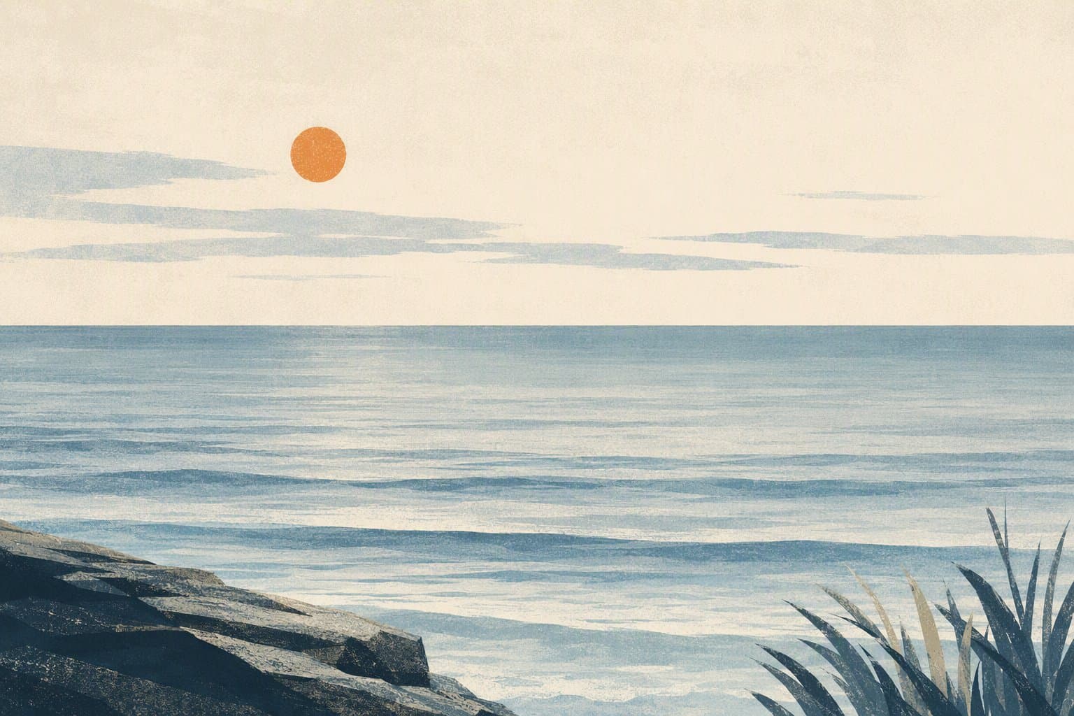 Quiet Atlantic waters - illustration, Jake Team LLC