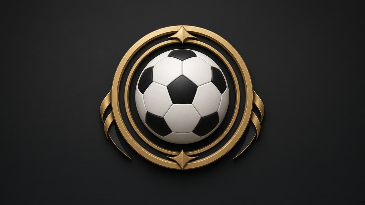 Illustrated soccer award emblem, no athletes or logos
