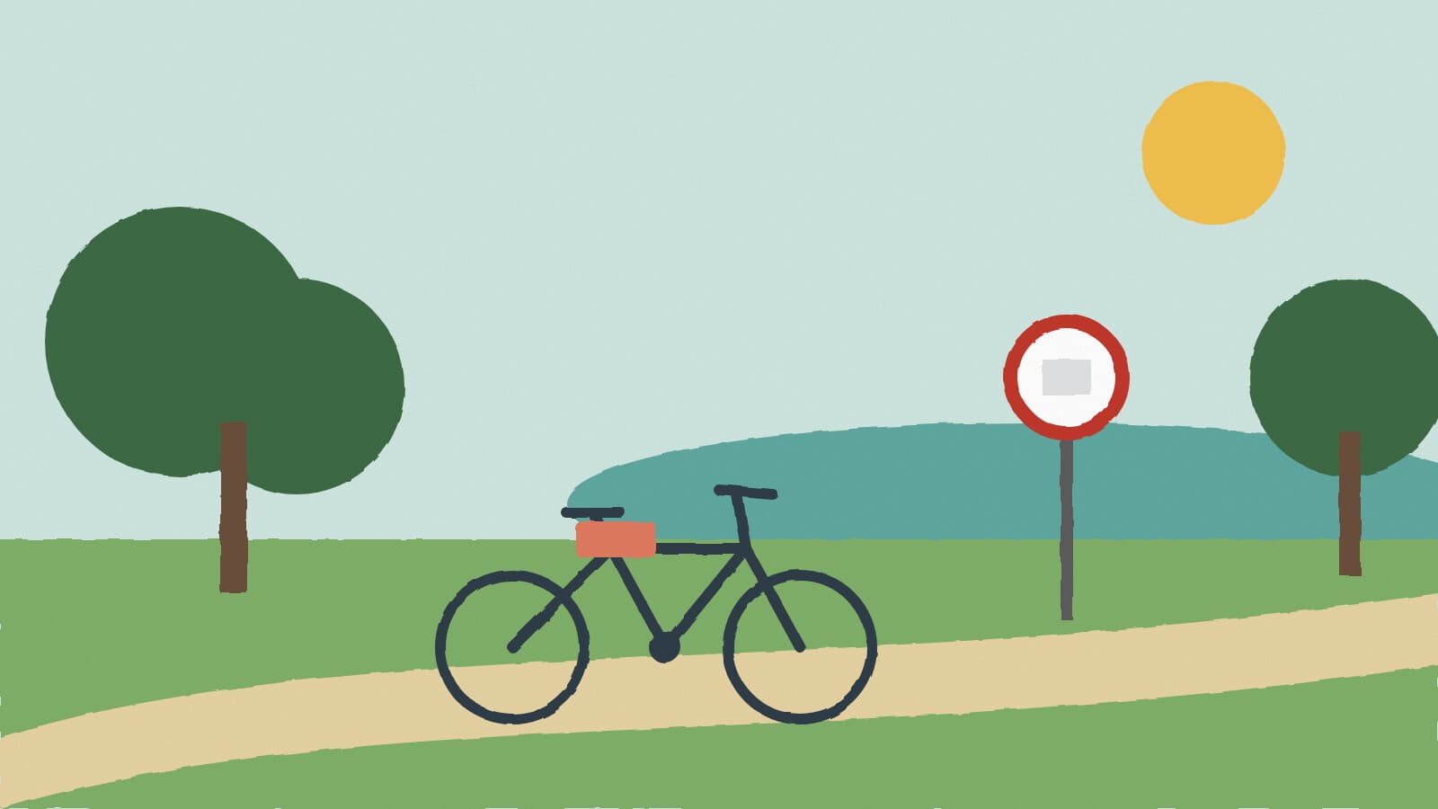 E-bike on park path - illustration, Jake Team LLC