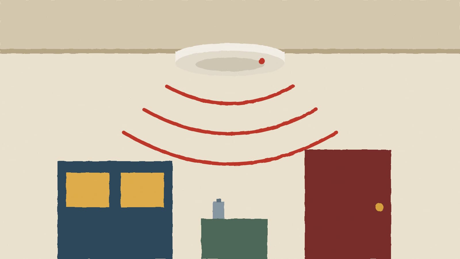 Smoke alarm on ceiling - illustration, Jake Team LLC