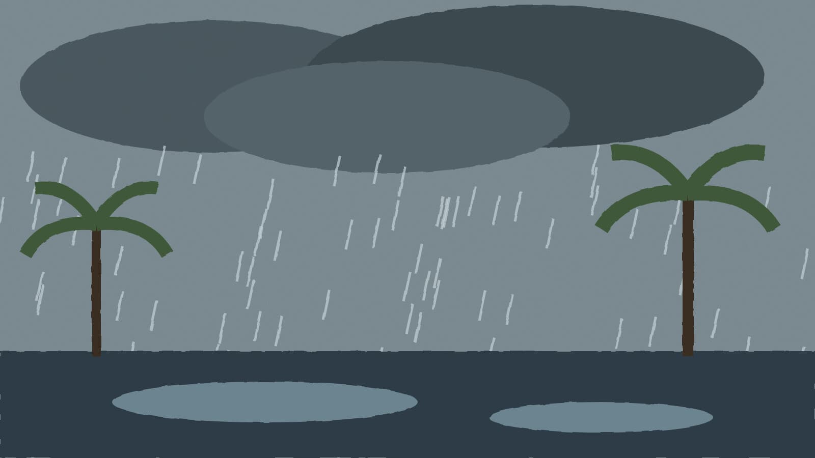 Rain over palm street - illustration, Jake Team LLC