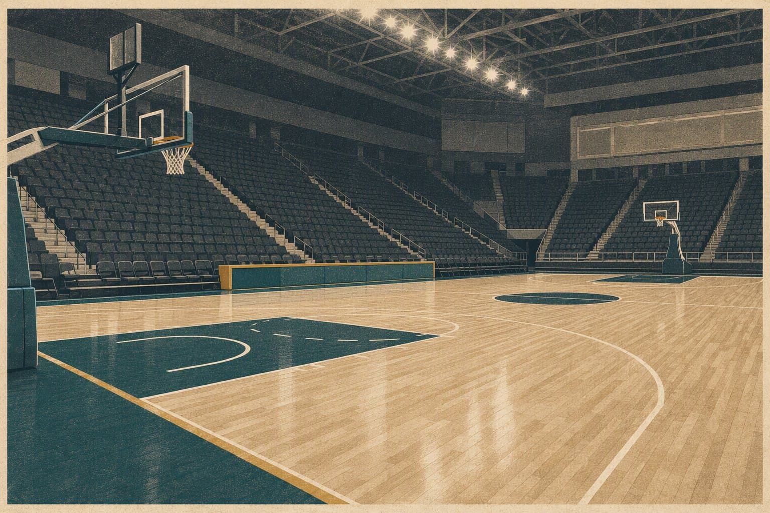 basketball court perspective - illustration, Jake Team LLC