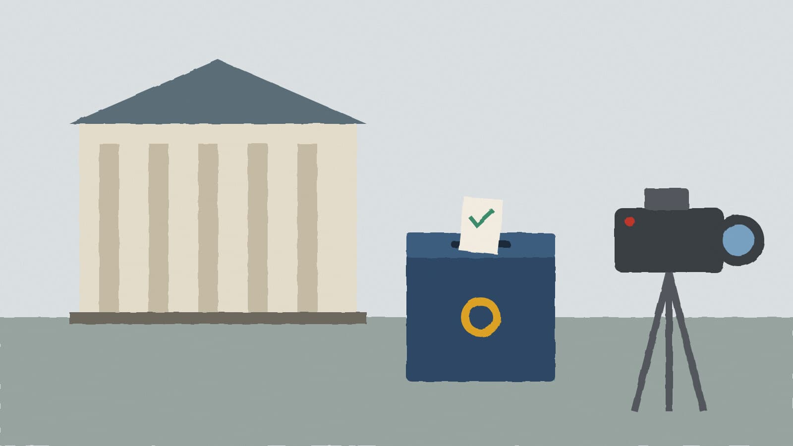 Ballot box and broadcast camera - illustration, Jake Team LLC